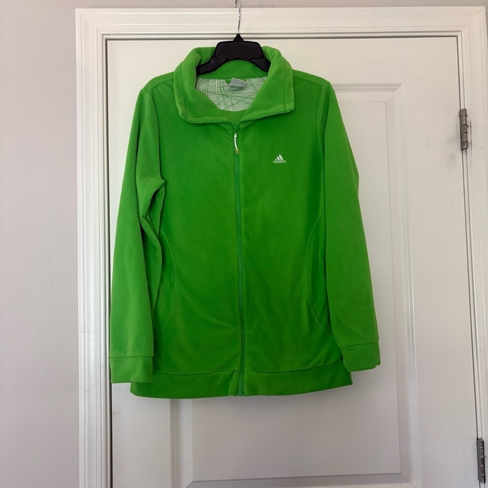 Adidas Women's Hiking Bright Green Zip Up Soft Fleece - Picture 2 of 10